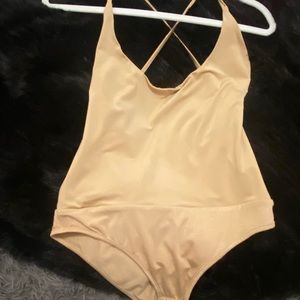 Superdown Nude Bodysuit Top